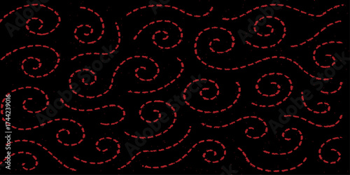 Vintage seamless red floral pattern with hearts vector illustration for fabric or wallpaper design and decoration