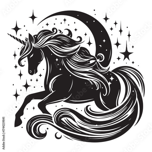 unicorn silhouette vector set