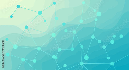 Connected Teal Nodes Against a Gradient Background Design