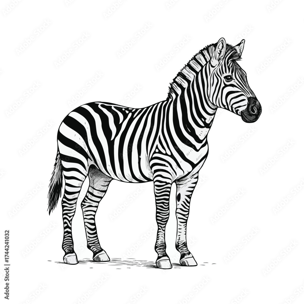 Obraz premium Detailed Line drawing of zebra