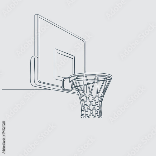 Close-up of a basketball hoop and backboard with net on a plain , emphasizing sports equipment for basketball games