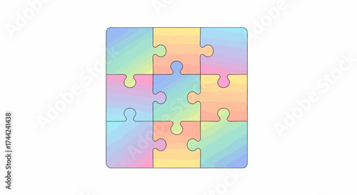 Pastel Puzzle Concept Illustration Of Interlocking Pieces