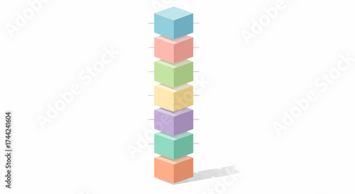 Stacked Pastel Cubes Abstract Infographic Element On White Backdrop
