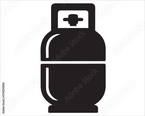 Black gas bottle design symbolizing energy and power source