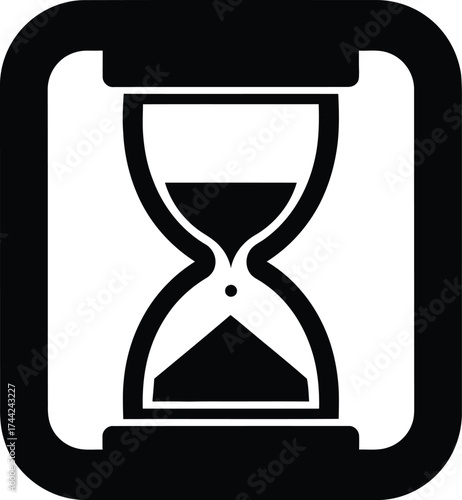 Black hourglass icon symbolizing the passage of time and the concept of waiting or deadlines