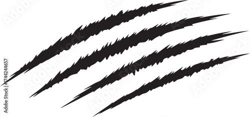 Jagged black claw marks across a white background scratches