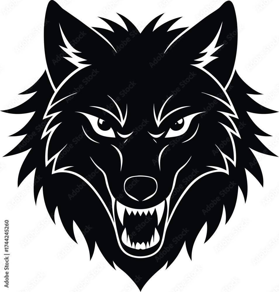 Fototapeta premium The stylized wolf head vector mascot illustration is perfect for a tattoo or wild animal logo symbol