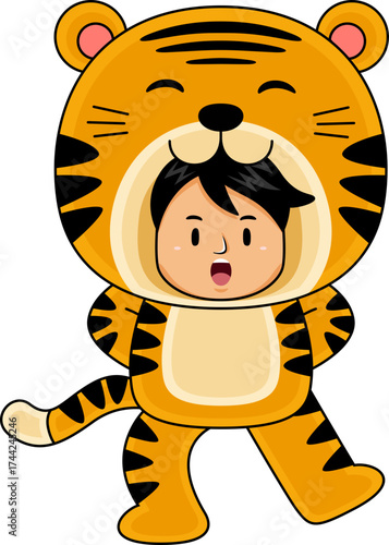 boy wear tiger animal costume