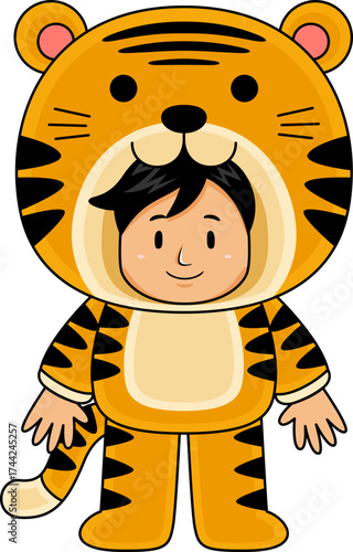 boy wear tiger animal costume