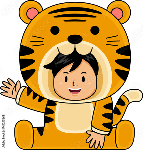 boy wear tiger animal costume