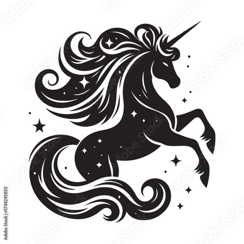 unicorn silhouette vector set
