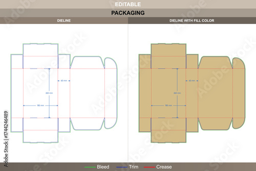 Board game box dieline for product packaging, customizable folding template with mockup design and accurate die line details for retail display and branding
