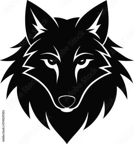Striking wolf head vector illustration ideal for a tribal tattoo or wild animal mascot designStriking wolf head vector illustration ideal for a tribal tattoo or wild animal mascot design