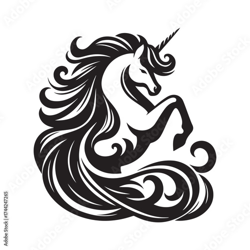 unicorn silhouette vector set