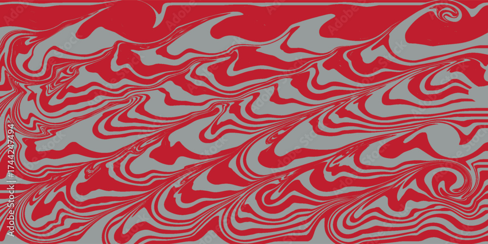 Obraz premium Abstract Red and Gray Swirling Pattern with Organic Fluid Lines.