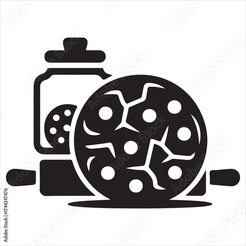 cookie day vector art icon pack silhuoette icon set bandle banner 9 sampol disign black and white backgrount icons