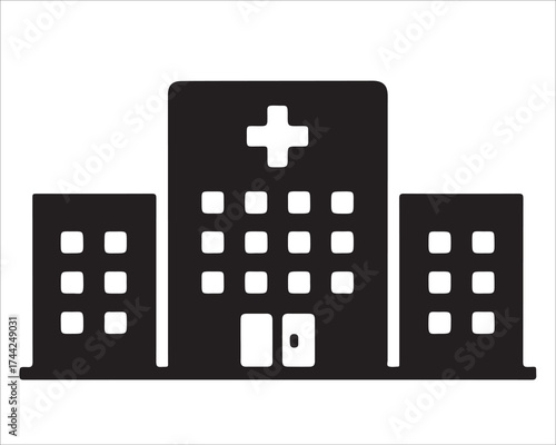 Healthcare clinic silhouette illustration isolated on white