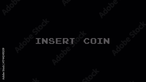 Retro 8-Bit Pixel Text Animation on Dark Background - Vintage Arcade Game Style