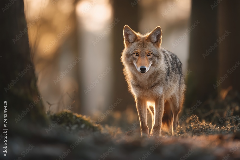 Fototapeta premium Golden Jackal in Golden Hour