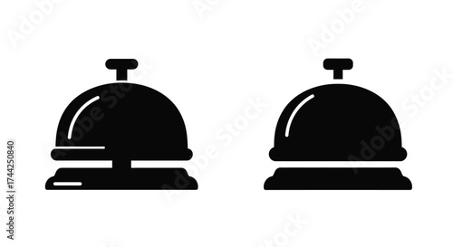 Simple illustration of two black bell icons on a white background