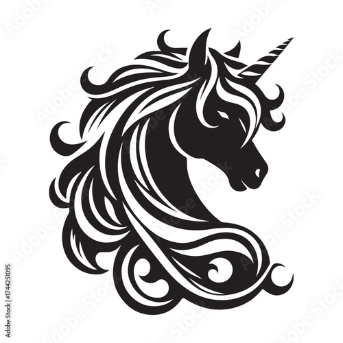 unicorn silhouette vector set