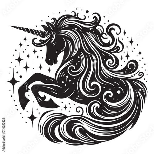 unicorn silhouette vector set