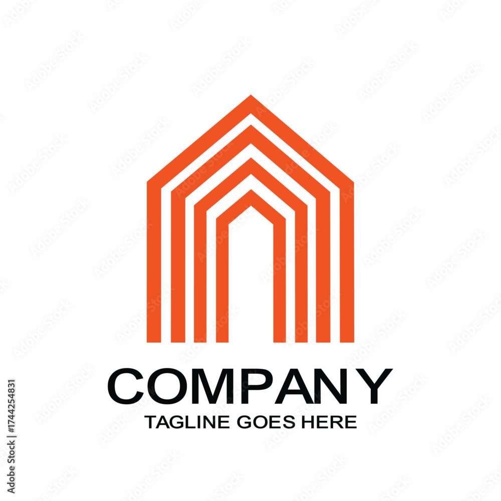 Fototapeta premium Abstract Geometric Line House Home Construction and Real Estate Logo