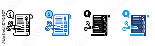 Spending Cut icon Multi Style Vector Illustration