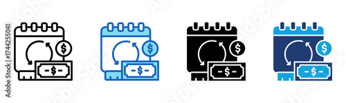Recurring Bills icon Multi Style Vector Illustration
