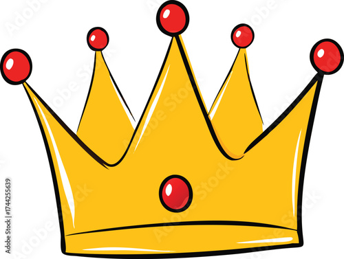 Golden crown icon with red jewels symbolizing royalty power success and leadership vector