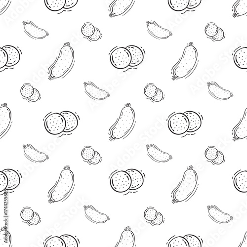 sausage pattern. grill sausage seamless pattern. doodle sausage seamless pattern. grill sausage background