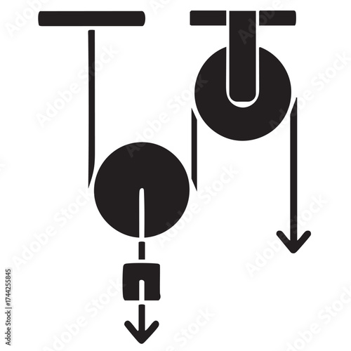 Simple Pulley Systems Diagram: Fixed and Movable Pulleys for Physics Education