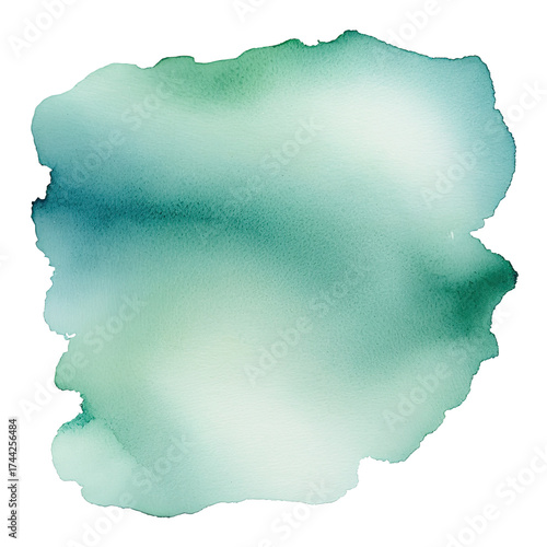 Abstract watercolor blob in shades of green and blue