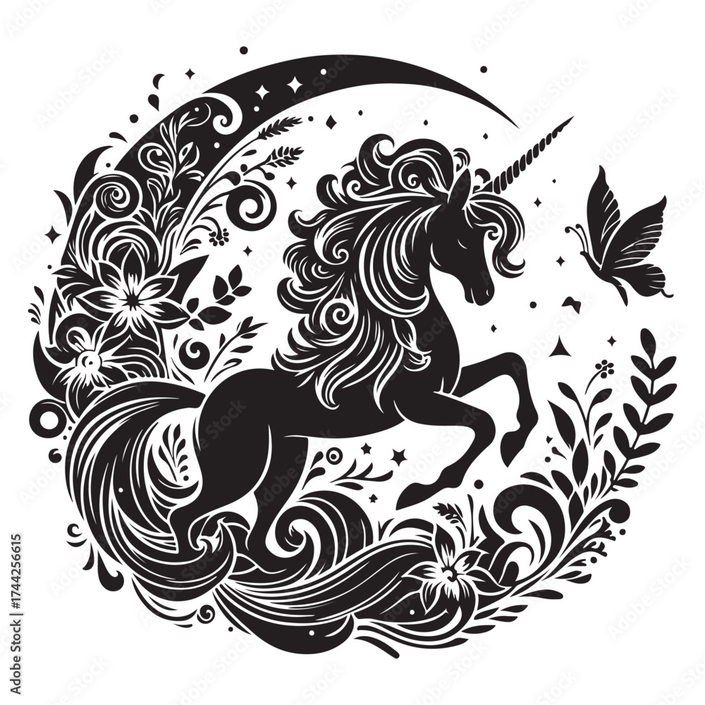Fototapeta premium unicorn silhouette vector set