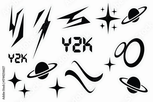 Retro y2k graphic elements collection for design projects