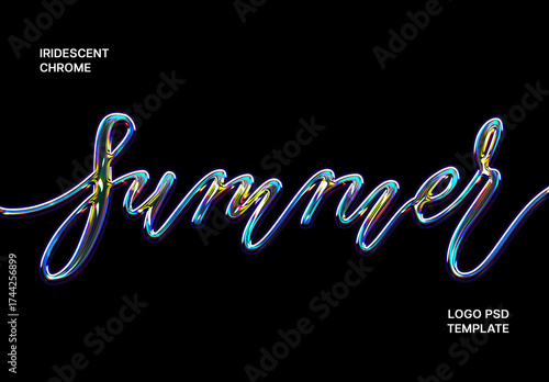 Iridescent Summer Chrome Effect Mockup