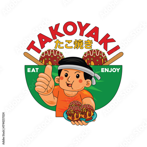 takoyaki restarurant logo template