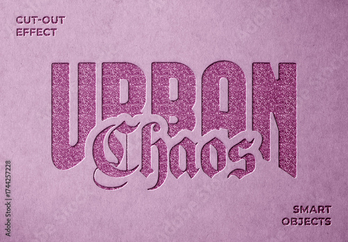 Cut Out Pink Glitter & Text Logo Effect Mockup