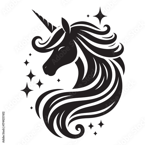 unicorn silhouette vector set