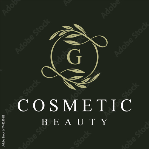 Initial letter g cosmetics, beauty fashion, wedding, jewelry, boutique, floral and botanical logo design graphics concept