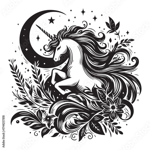 unicorn silhouette vector set