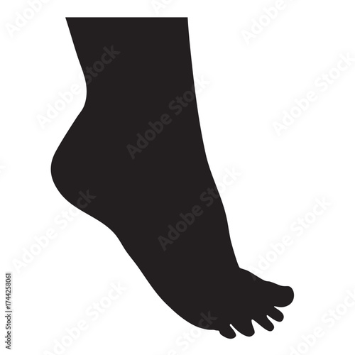 Human Foot Silhouette Icon Isolated on White Background