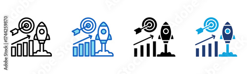 Go To Market Strategy icon Multi Style Vector Illustration