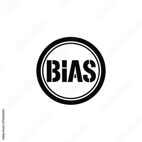 Bold bias text within a circular stamp design
