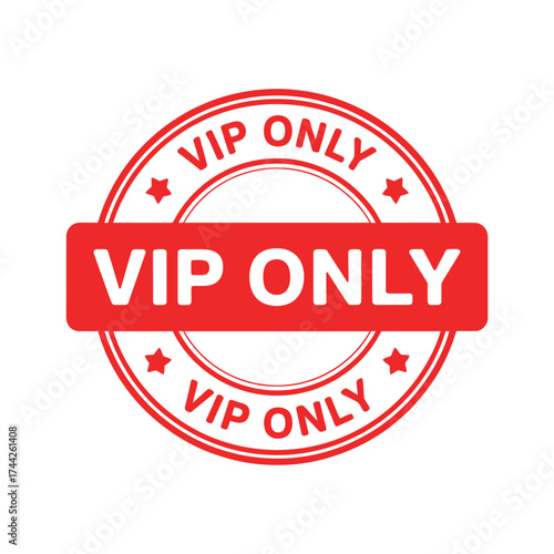 Red stamp with vip only text and stars