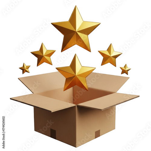 Wallpaper Mural Golden stars emerge from open cardboard box symbolizing excellence achievement and rewards isolated on transparent background Torontodigital.ca