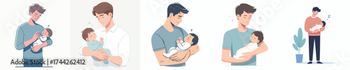 vector of a mother holding a baby born