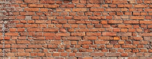The Brick Wall Textured Background Showing Weathered Red Bricks and Rustic Charm