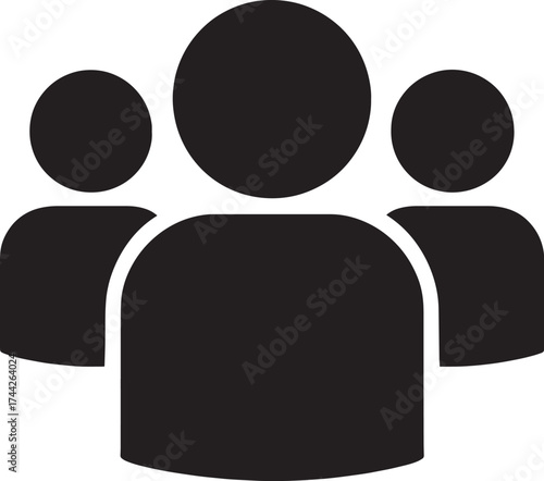 Teamwork Collaboration Icon, Group of People Silhouette, Team and Partnership Symbol Vector Illustration