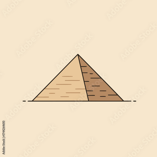 Minimalist Flat Design Egyptian Pyramid Vector Illustration in Earthy Beige Tones